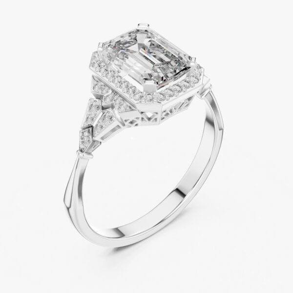 1.70 Karat Emerald Kesim Laboratuvar Pırlanta Yüzük