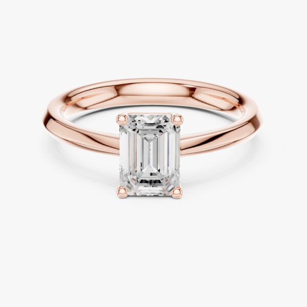 1.00 Karat Emerald Kesim Rose Altın Laboratuvar Pırlanta Yüzük