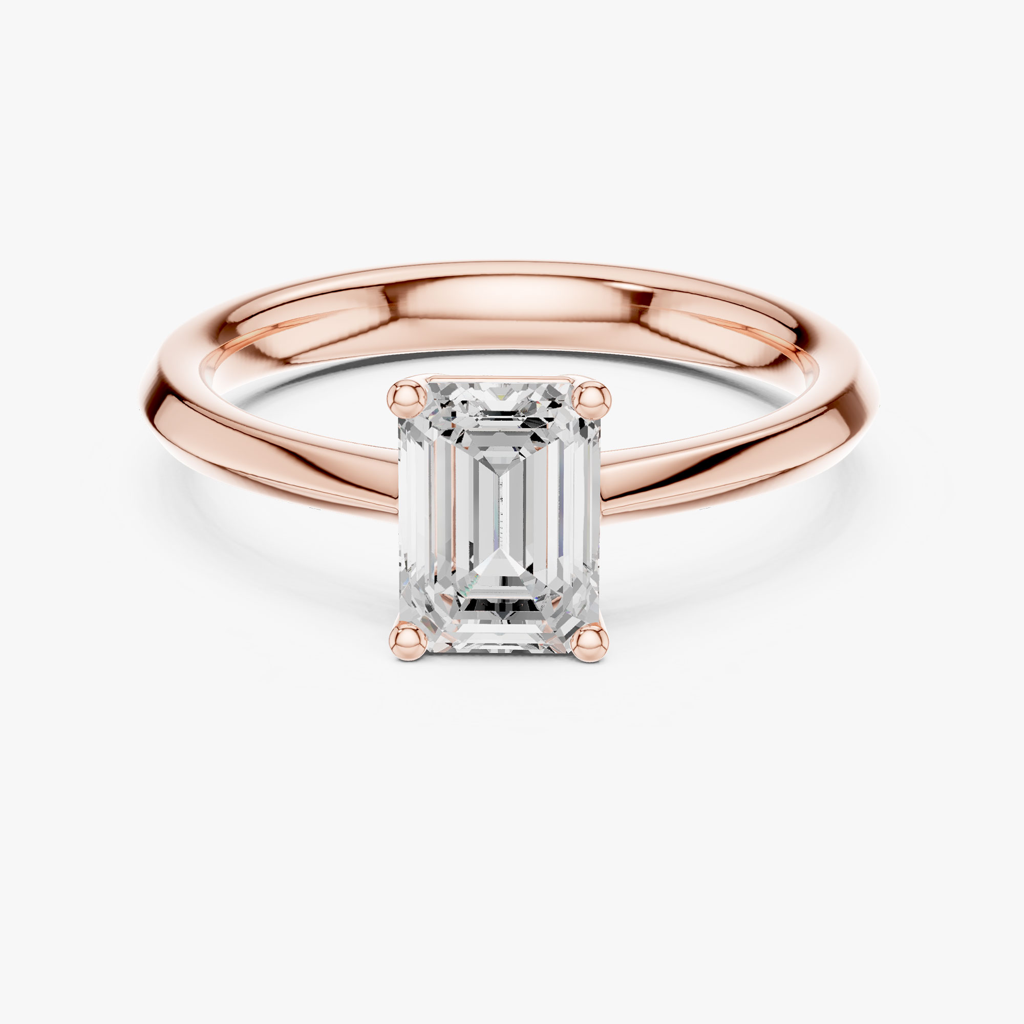 1.00 Karat Emerald Kesim Rose Altın Laboratuvar Pırlanta Yüzük