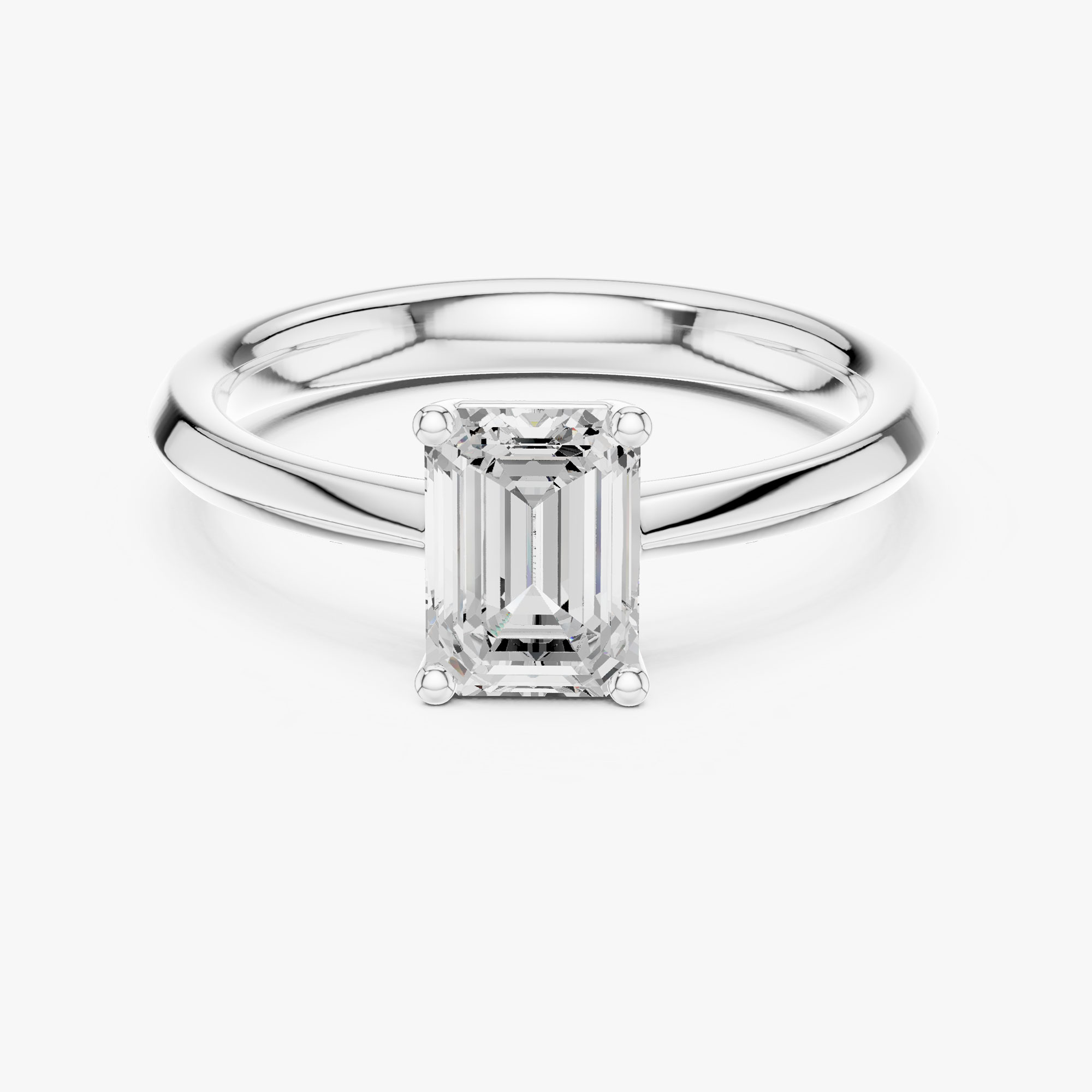 1.00 Karat Emerald Kesim Laboratuvar Pırlanta Yüzük - Görsel 3