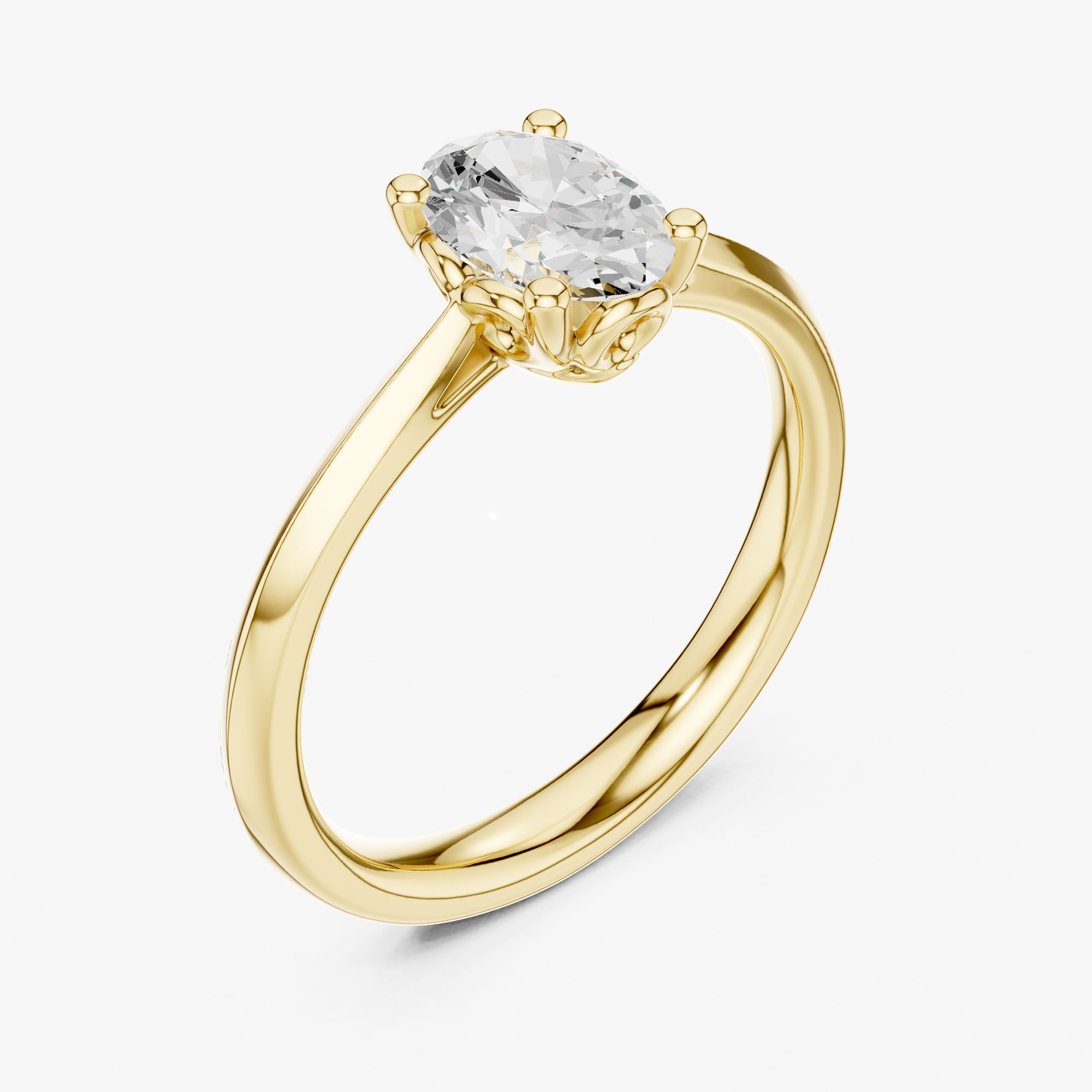1.00 Karat Oval Kesim Laboratuvar Pırlanta Yüzük - Görsel 2