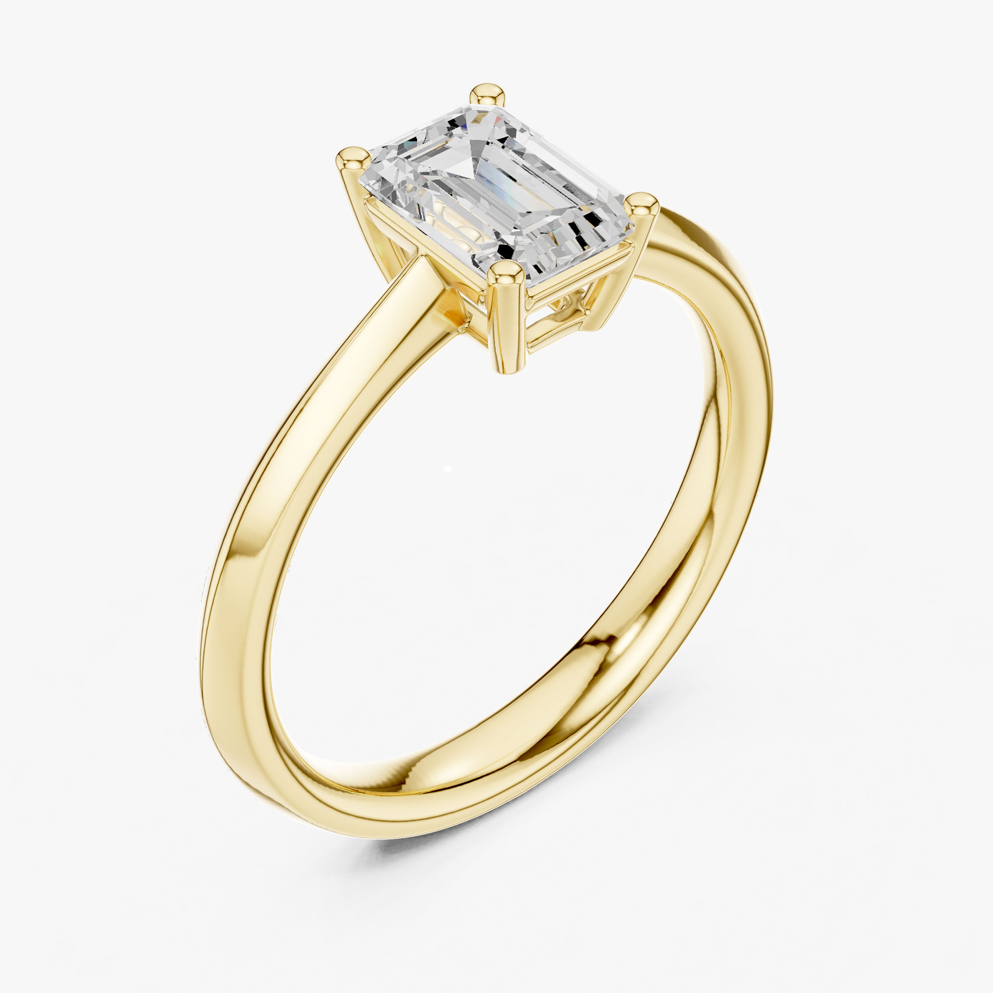 1.00 Karat Emerald Kesim Laboratuvar Pırlanta Yüzük - Görsel 4